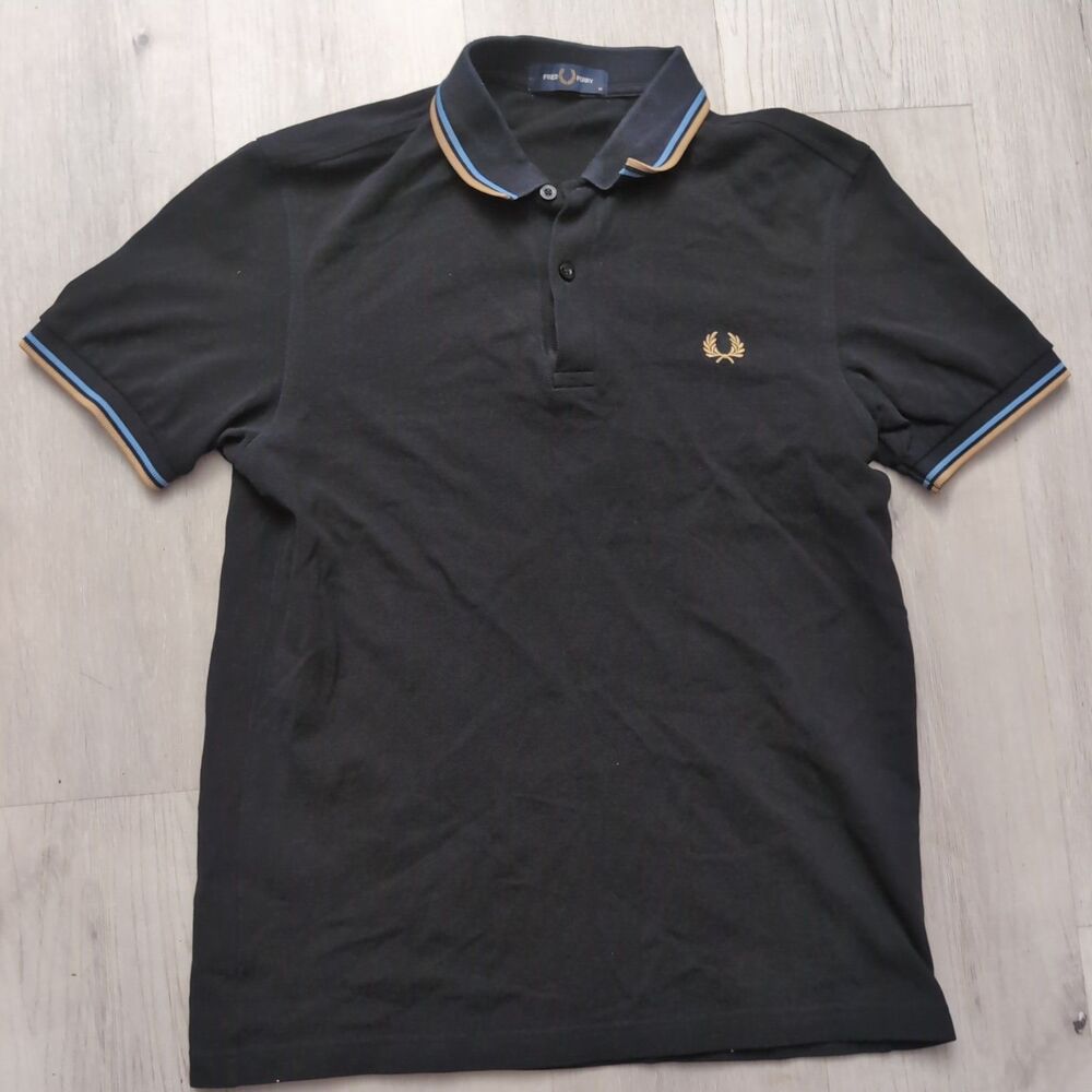 Fred Perry M3600 Twin Tipped Pique Polo Mens Medium Black